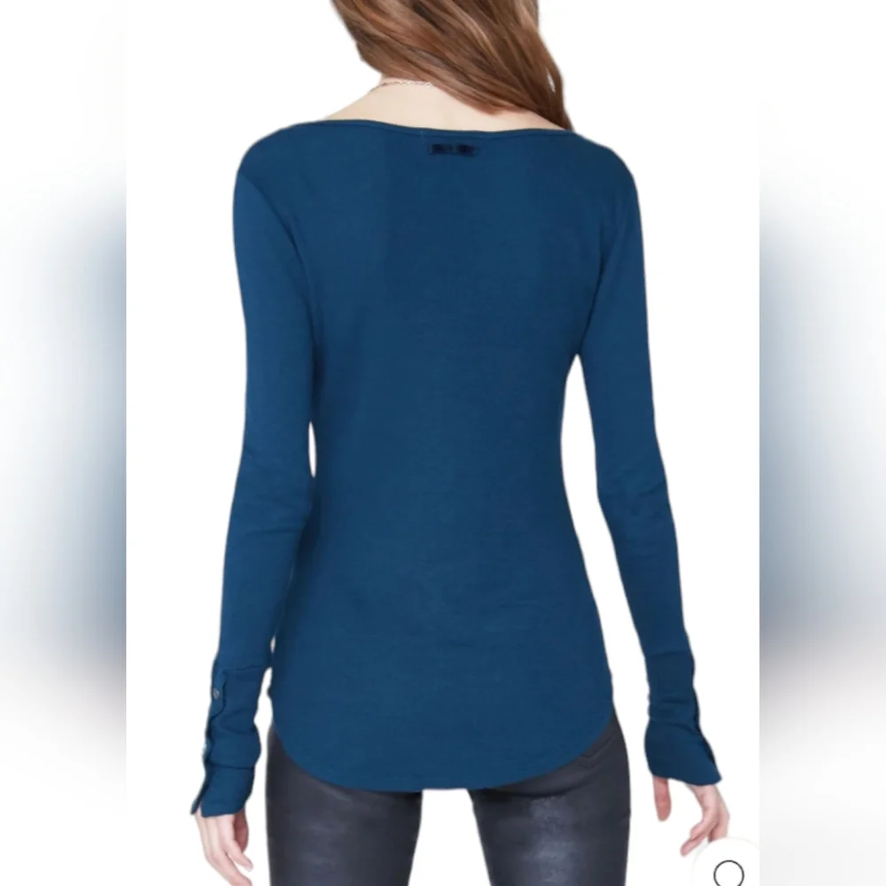 🛍️👗 2 for $25 LAILA JAYDE V-Neck Long Sleeve w/ Button Cuffs teal - Picture 3 of 6